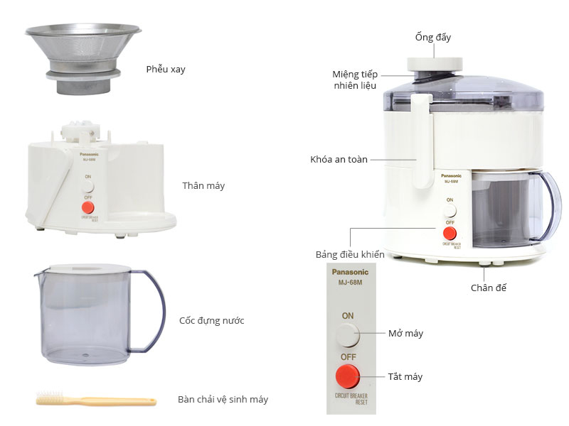 Máy Ép Trái Cây Panasonic MJ-68MWRA - Hàng Chính Hãng