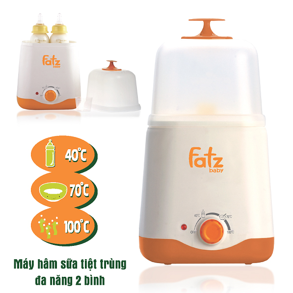 Máy Hâm Sữa Tiệt Trùng Siêu Tốc Đa Năng 2 Bình Cổ Rộng Fatzbaby FB3011SL