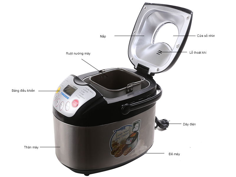 Máy Làm Bánh Mì Tiross 12 Chức Năng TS821 - Hàng chính hãng