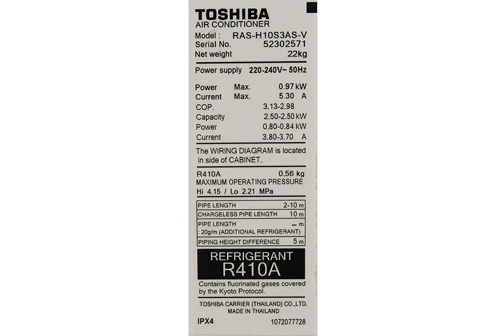 Máy Lạnh Toshiba RAS-H10S3KS-V (1.0 HP) - Hàng Chính Hãng