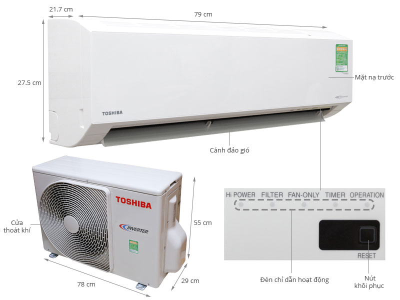 Máy lạnh Inverter Toshiba RAS-H13G2KCV-V (1.5 HP) - Hàng Chính Hãng - Máy lạnh - Máy điều hòa | DienMayThanh.com