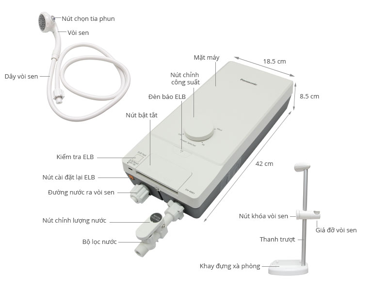 Máy Nước Nóng Trực Tiếp Không Bơm Panasonic DH-4MS1VW - Hàng chính hãng