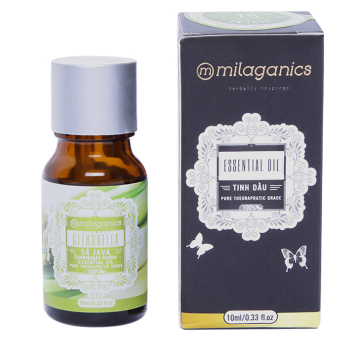 Combo Tinh Dầu Vỏ Bưởi Ấn Độ Milaganics 10ml + Tinh Dầu Sả Java Milaganics 10ml