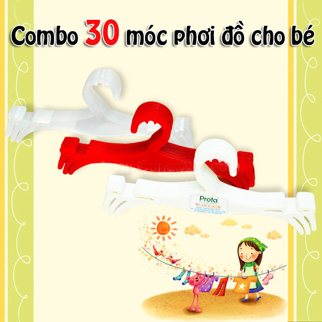 Combo 30 Móc Treo Quần Áo Cho Bé Prota