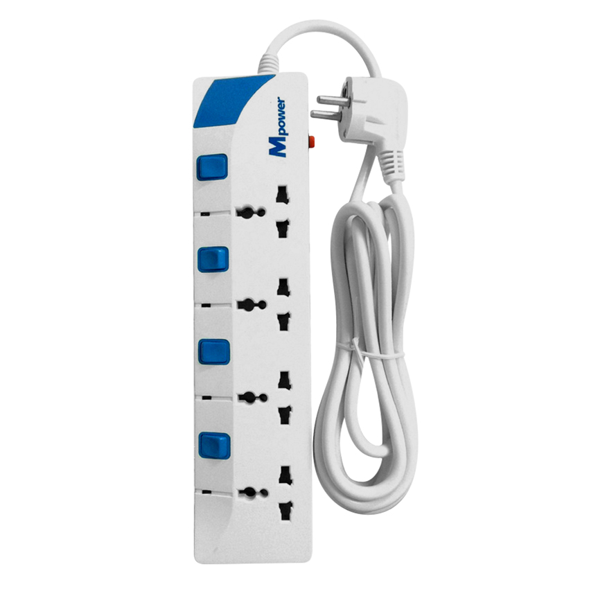 Ổ Cắm Điện Có Nắp Che 4 Lỗ 3 Chân Mpower MP-243S - 3 Mét