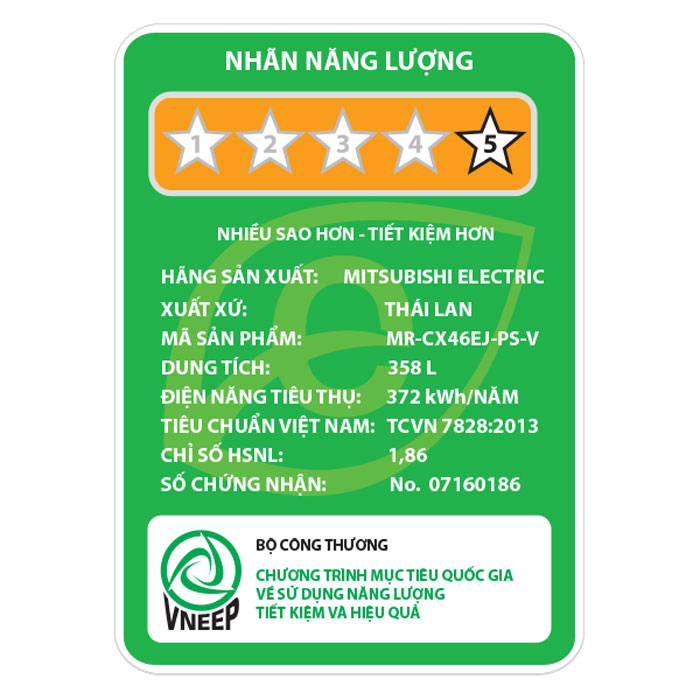 Tủ Lạnh Inverter Mitsubishi MR-CX46EJ-BRW (358L) - Hàng chính hãng - Nâu