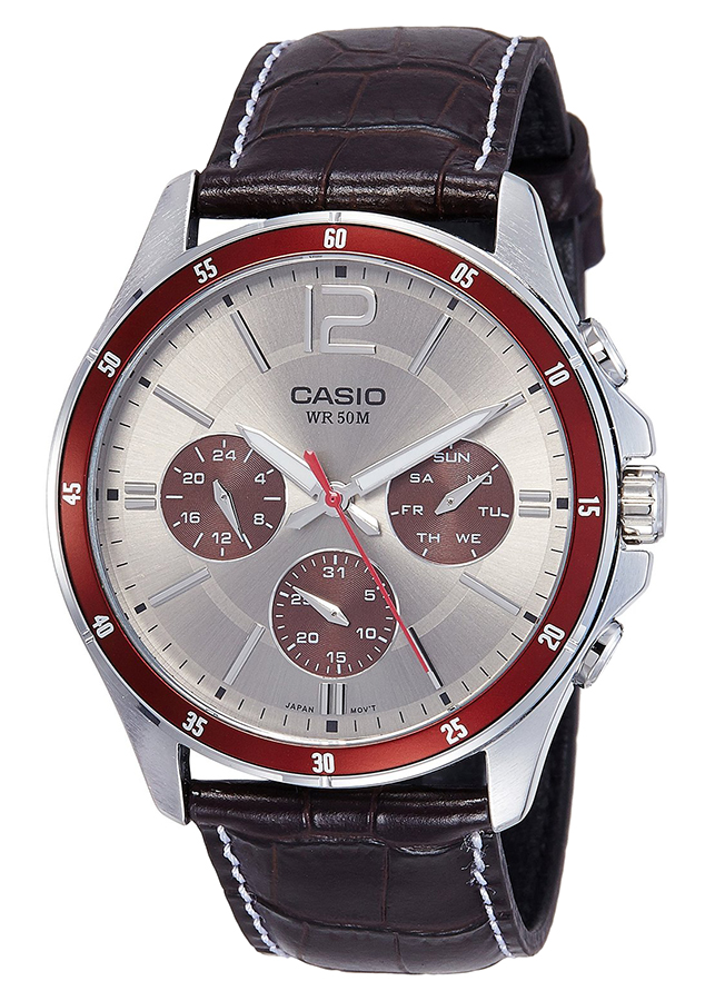 Đồng Hồ Nam Dây Da Casio MTP-1374L-7A1VDF (43mm) - Nâu Đen