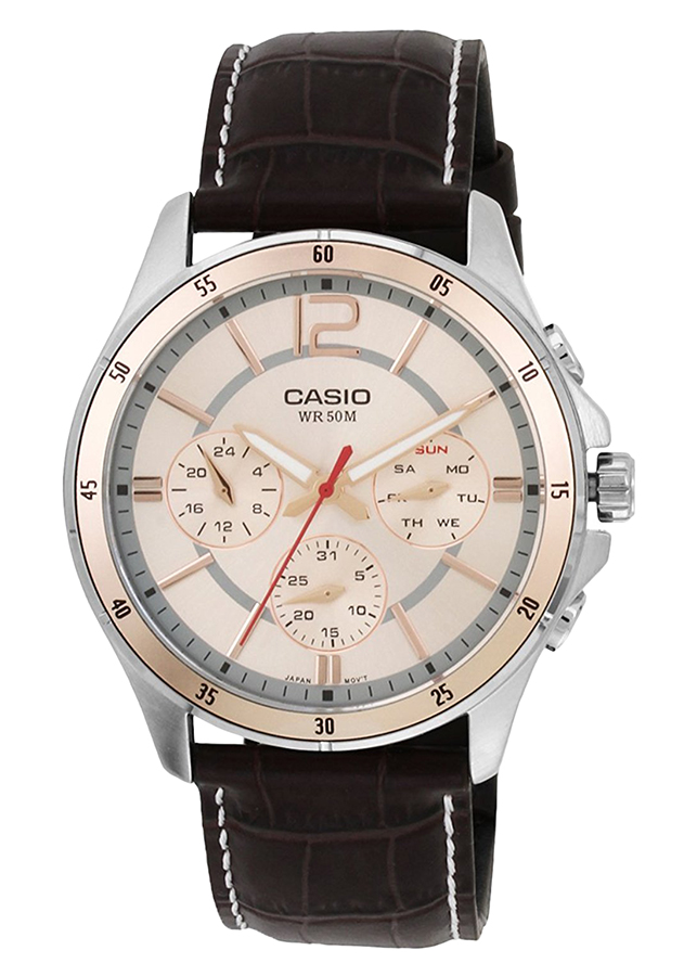 Đồng Hồ Nam Dây Da Casio MTP-1374L-9AVDF (43.5mm) - Nâu Đậm