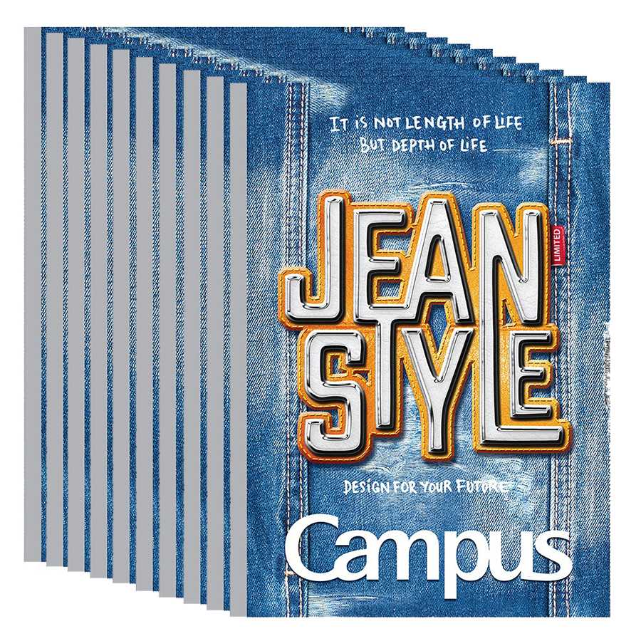 Lốc 10 Cuốn Vở Kẻ Ngang Campus Jean  NB-BJEA120 (120 Trang)