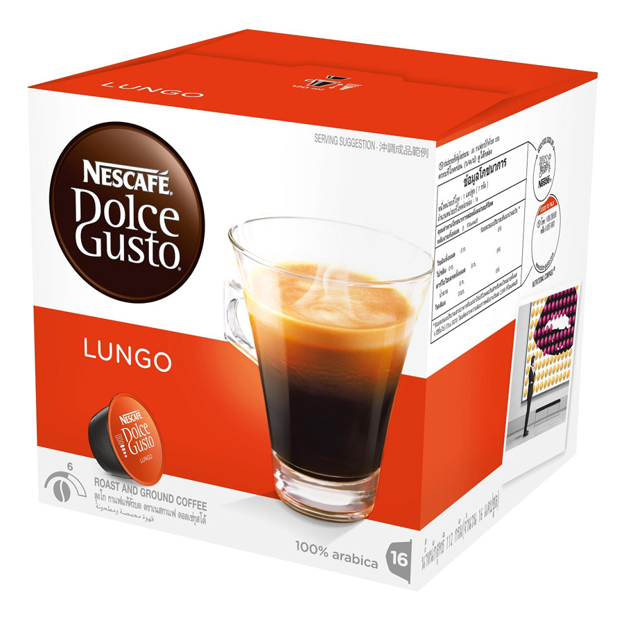 Hộp 16 Viên Nén Cà Phê Rang Xay Nescafe Dolce Gusto - Lungo 112g