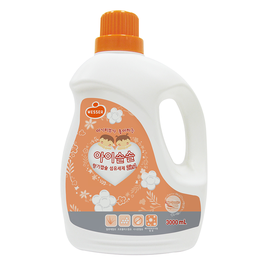 Nước Giặt Xả Wesser 2in1 Hương Phấn (3000ml) - Cam