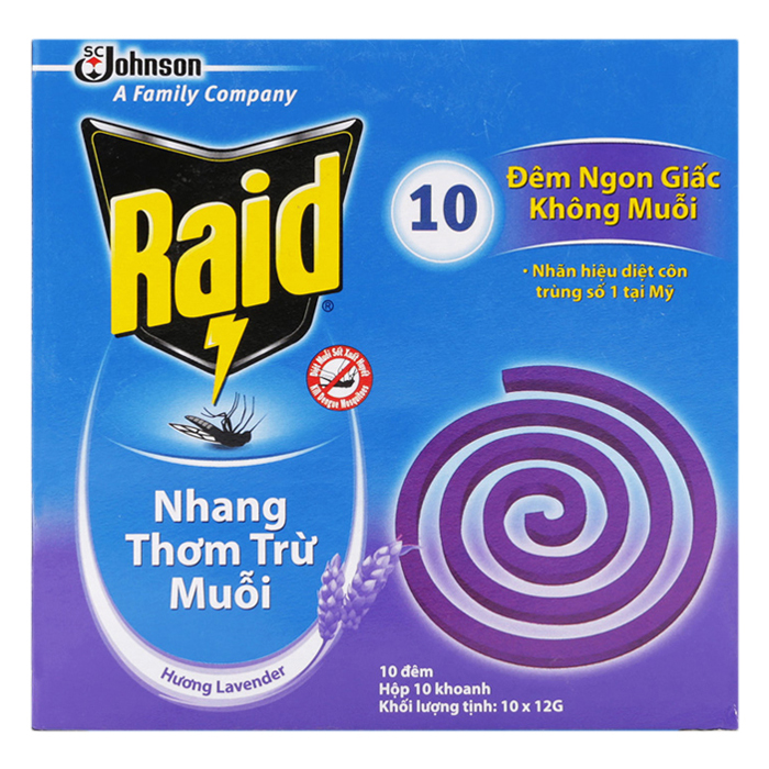 Nhang Muỗi Raid Hương Lavender 10 Khoanh