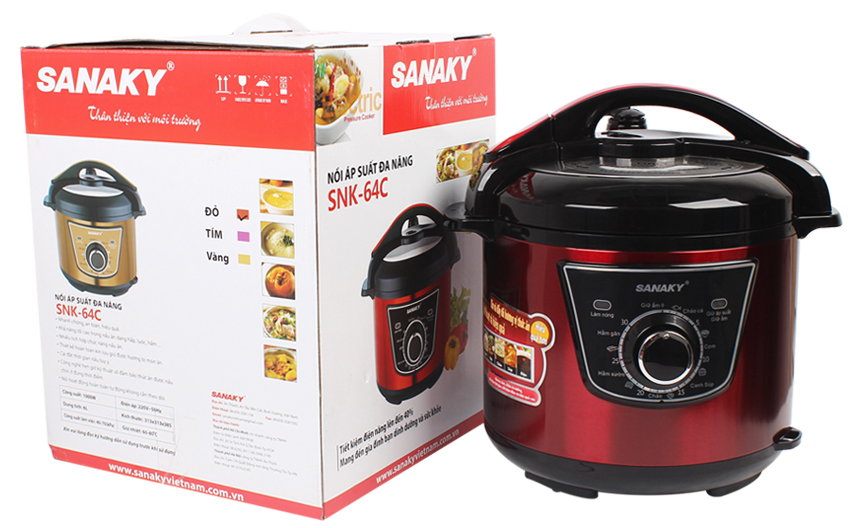 Nồi Áp Suất Sanaky AS.SNK 64C – 6.0 Lít - Màu Đỏ - Hàng chính hãng