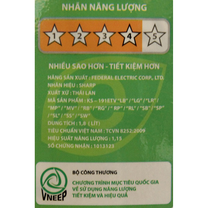 Nồi Cơm Điện Sharp KS-N191EV &quot;LR&quot; - 1.8 Lít - Hàng chính hãng