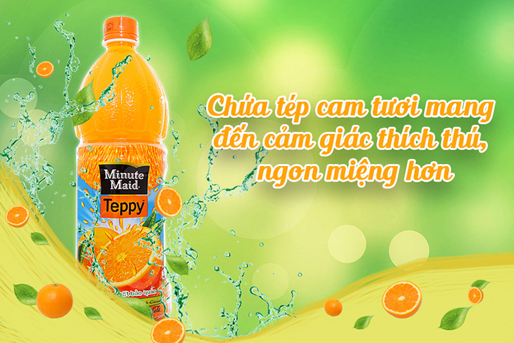 Lốc 6 Chai Nước Cam Có Tép Teppy Minute Maid