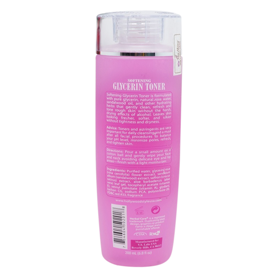 Nước Hoa Hồng Dưỡng Ẩm Làm Mềm Da Hollywood Style Softening Glycerin Toner (200ml)