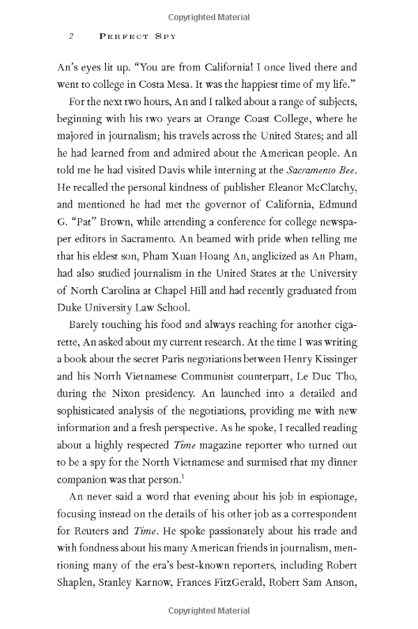 Perfect Spy: The Incredible Double Life of Pham Xuan An, Time Magazine Reporter and Vietnamese Communist Agent