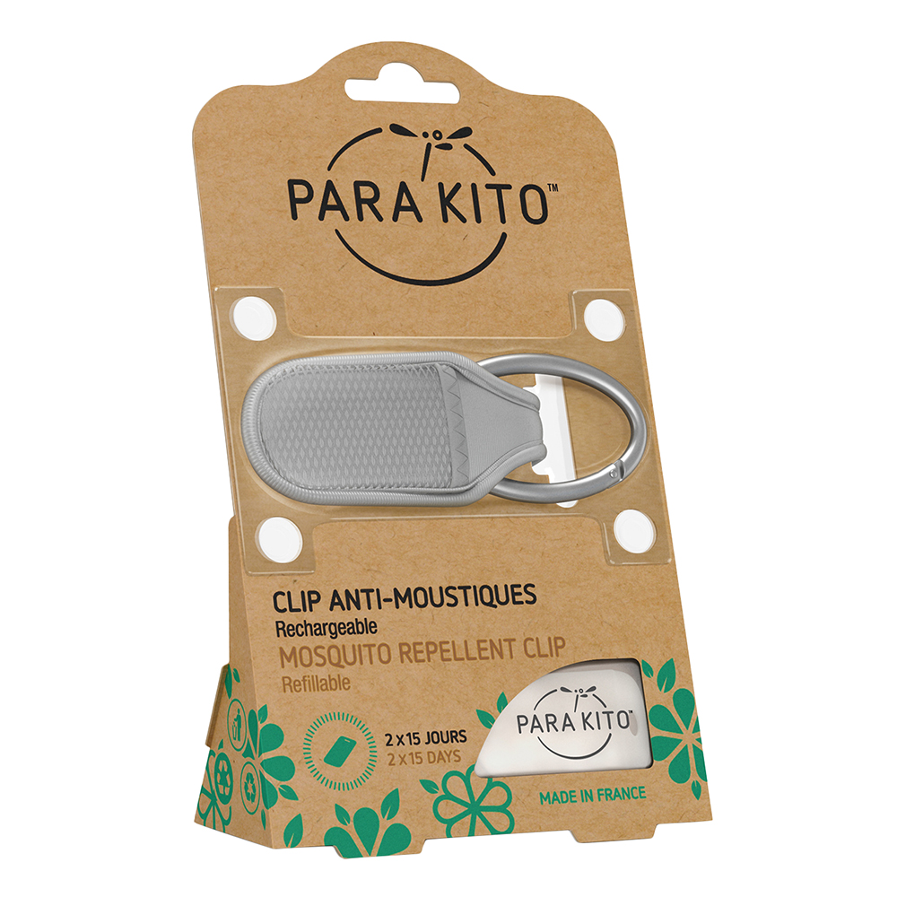 Viên Chống Muỗi PARA’KITO™ Kèm Móc Cài Màu Xám (Loại 2 Viên) - PARA’KITO™ Mosquito Repellent Grey Clip With 2 Tablets - PCLIP02