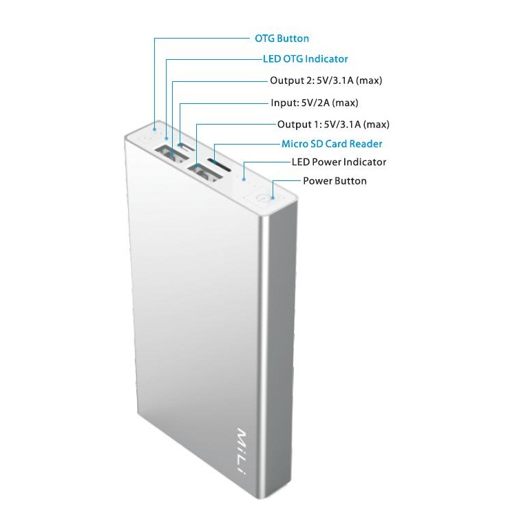 Sạc Dự Phòng Mili Power Data II HB-T82 - 8200mAh - Hàng chính hãng