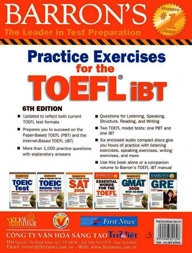 Barron’s Practice Exercises For The TOEFL iBT