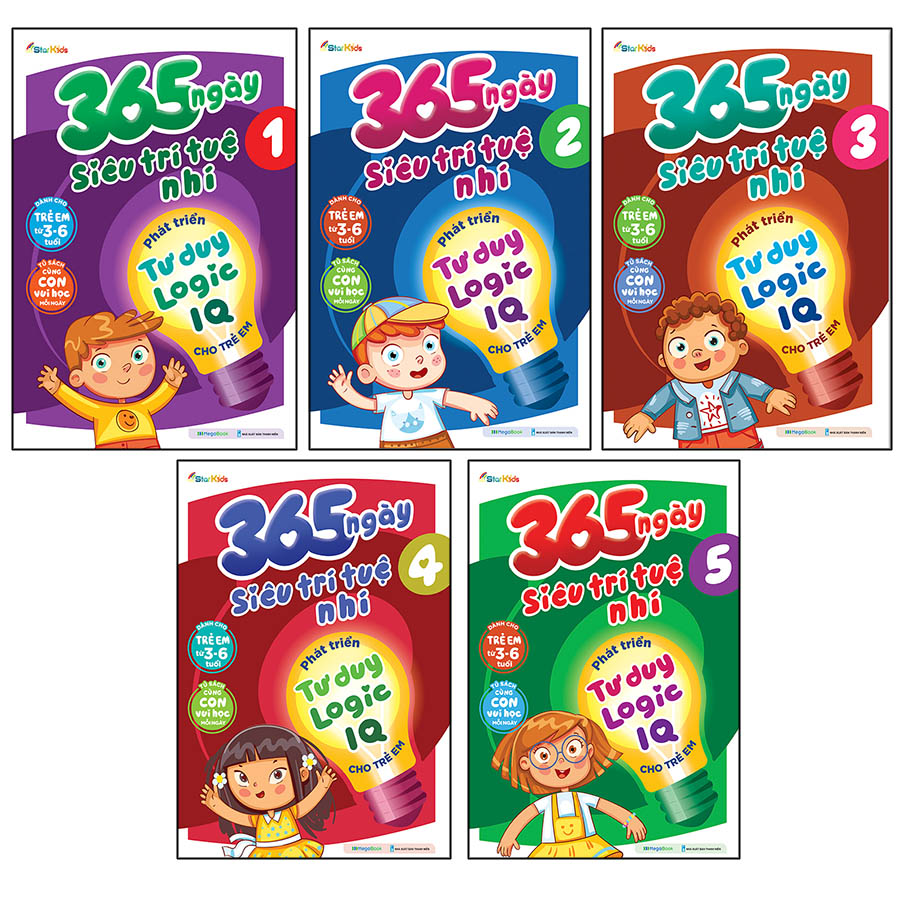 Combo 365 ngày siêu trí tuệ nhí - Phát triển tư duy logic IQ cho trẻ em 5 cuốn