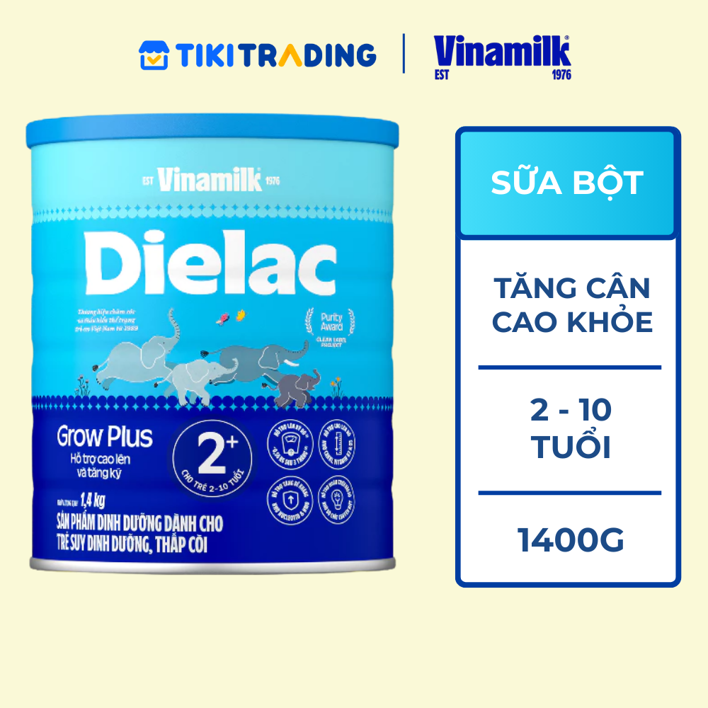 Sữa bột Vinamilk Dielac Grow Plus 2 Hộp thiếc 1400g Sữa Non