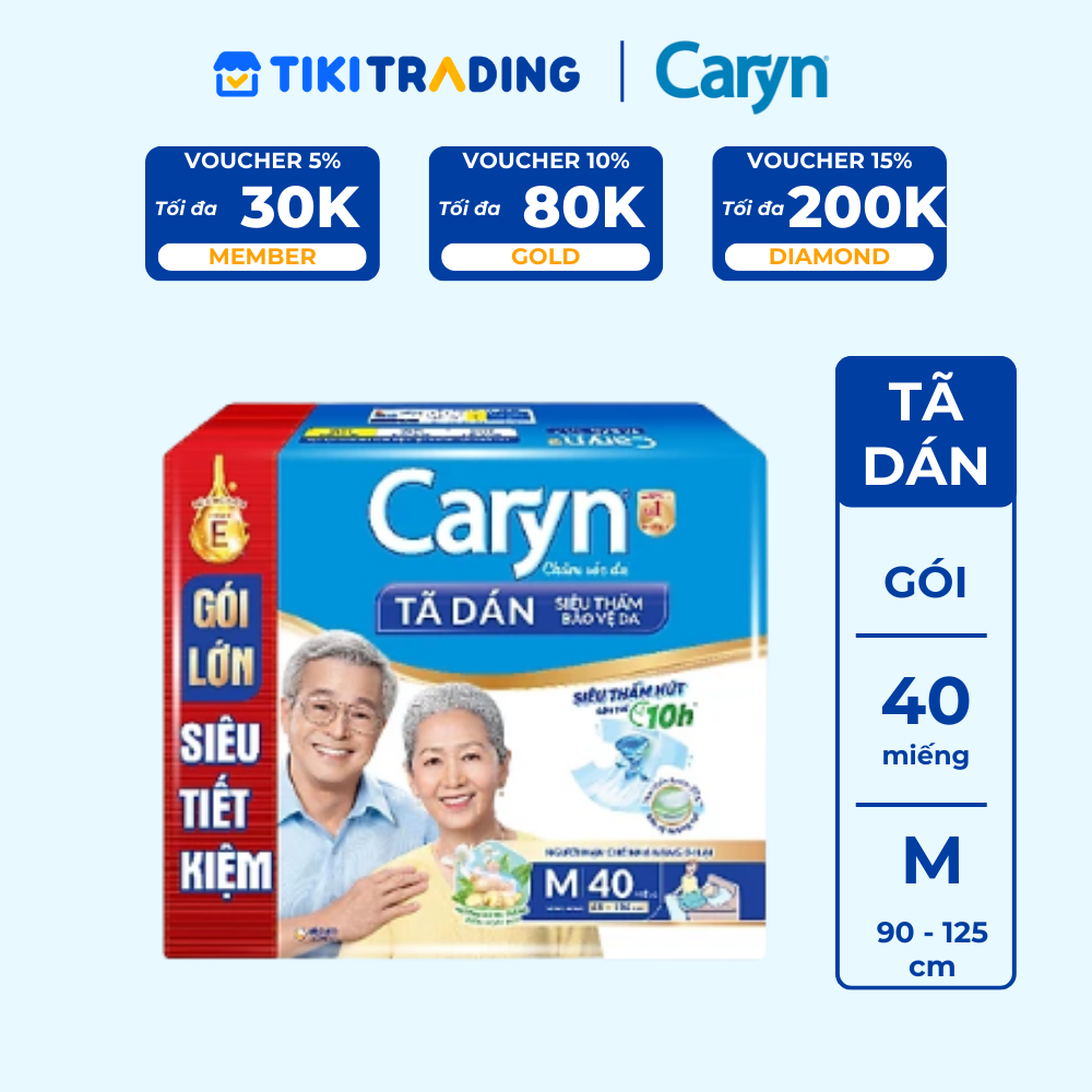 Tã Dán Siêu Thấm Caryn Gói Siêu Tiết Kiệm M40 40 Miếng