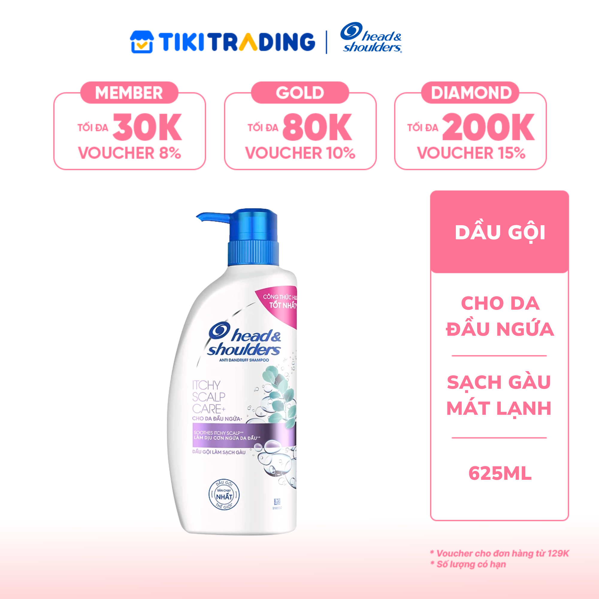 Dầu Gội HEAD &amp; SHOULDERS Chai 625ml  - Da Đầu Ngứa