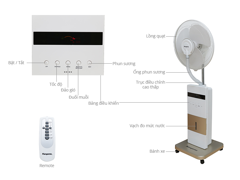 Quạt Tạo Hơi Nước Kangaroo KG586S (120W) - Hàng chính hãng