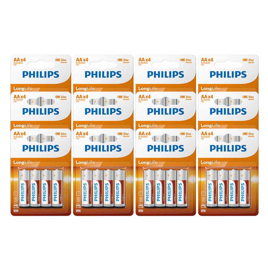 Hộp 12 vỉ pin kẽm AA Philips R6L4B