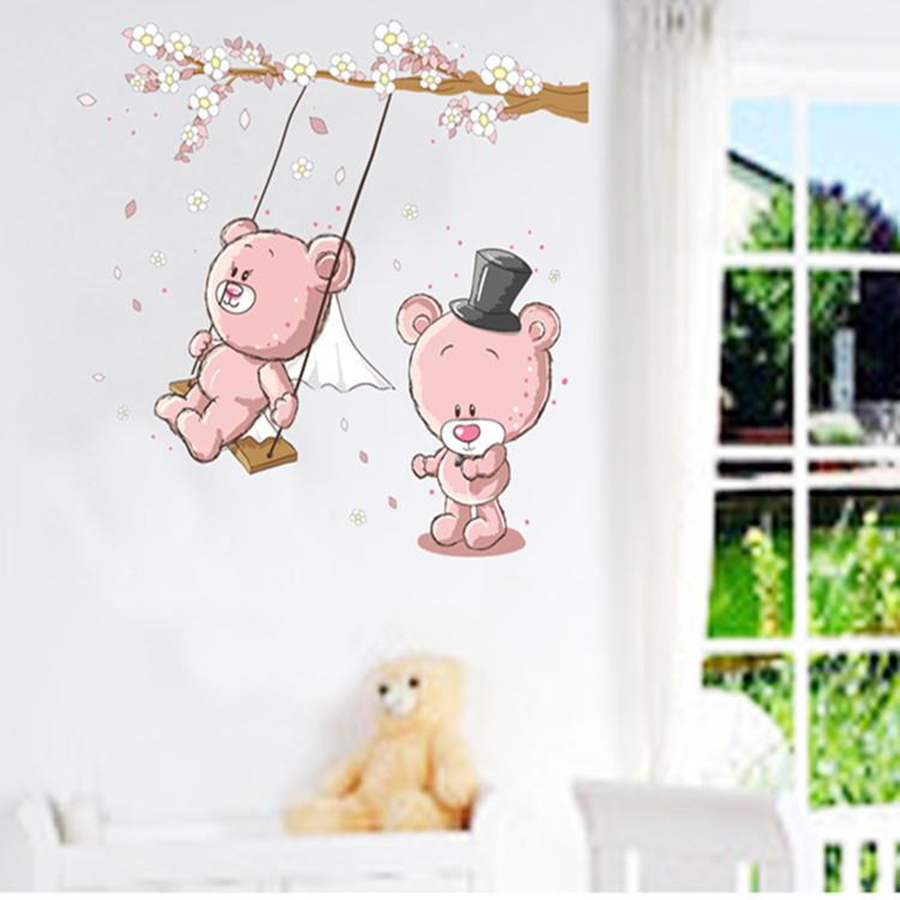 Decal Xích Đu Gấu Hồng Lala Shop DC633 (110 x 100 cm)