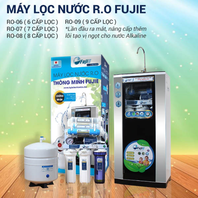 Máy Lọc Nước Tinh Khiết Thông Minh FujiE RO-09 (9 Cấp) - Gồm Tủ Cường Lực (Giao Màu Ngẫu Nhiên) - Hàng Chính Hãng