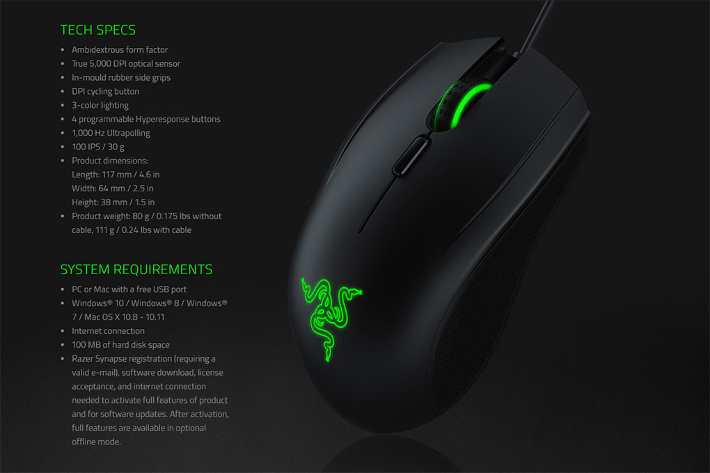 Chuột Chơi Game Có Dây Razer Abyssus Essential - RZ01-02160300-R3M1 - Hàng Chính Hãng