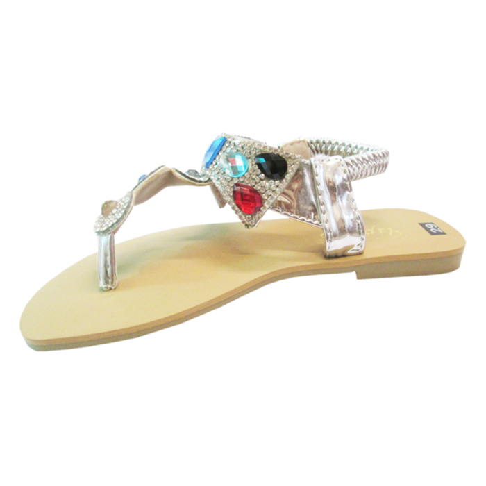 Sandals Bé Gái Đính Hột Up&amp;Go S01-183-SIL - Bạc Bóng