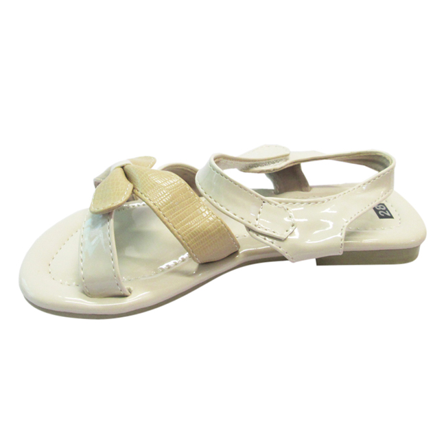 Sandals Bé Gái Up&amp;Go Quai Chéo Đính Nơ S01-271-CRE - Kem Bóng