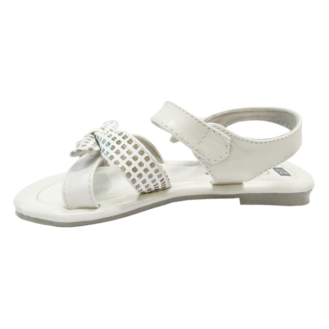 Sandals Bé Gái Up&amp;Go Quai Chéo Đính Nơ S01-271-WHI - Trắng Bóng