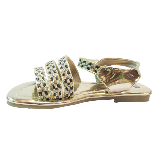 Sandals Ba Quai Bé Gái Up&amp;Go S01-33-GOD Họa Tiết Caro - Vàng