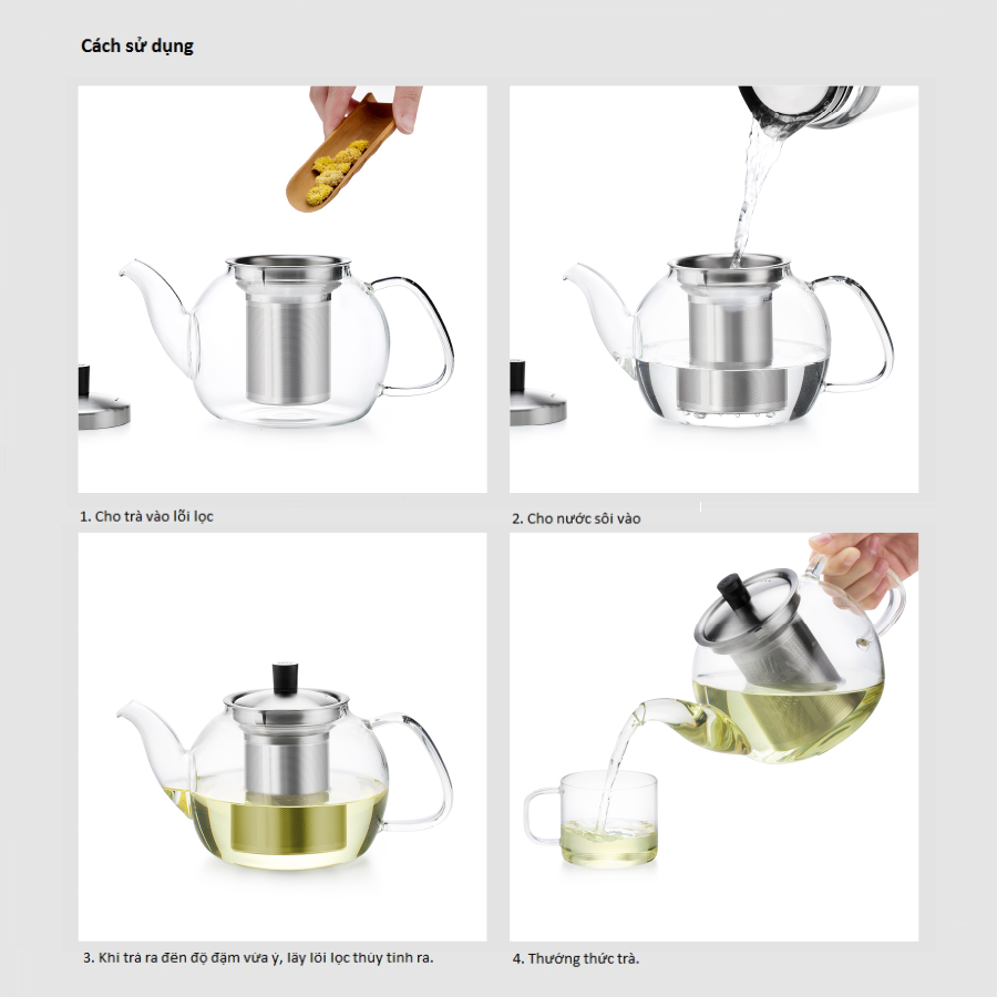 Bình lọc trà inox 900ml Samadoy-S052