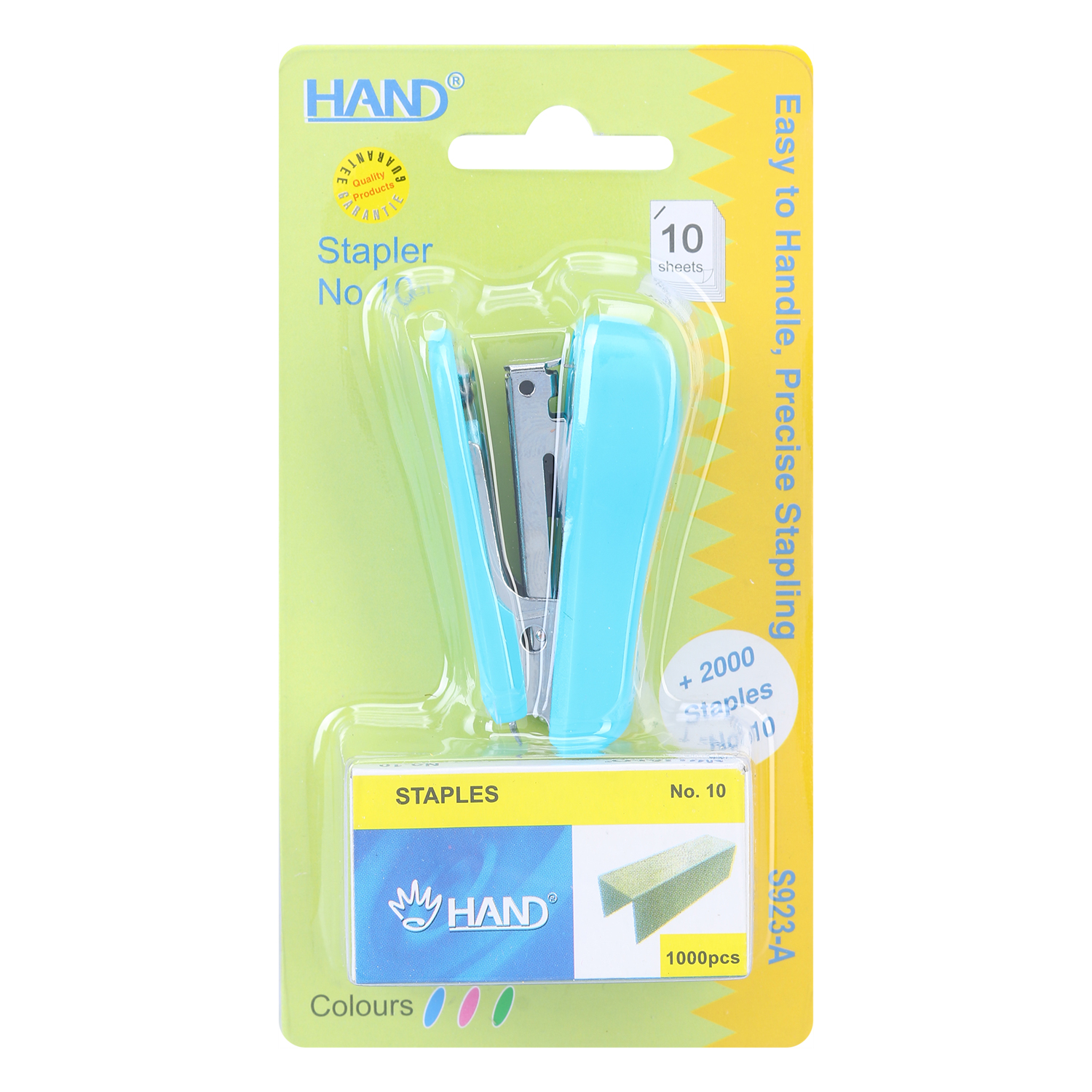 Dập Ghim Mini Số 10 Thân Nhựa Hand S-923A (Kèm 2 Hộp Kim Bấm)