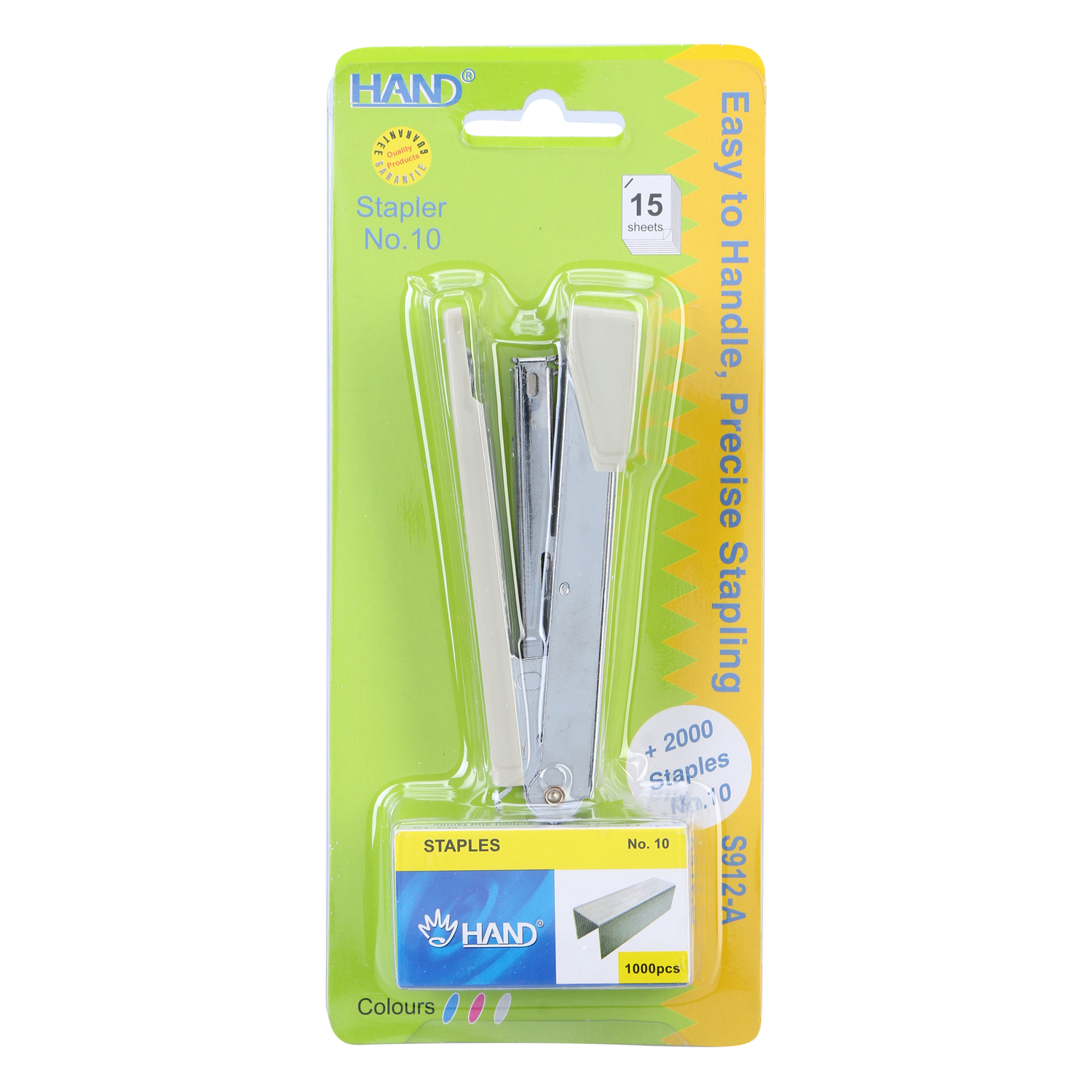 Dập Ghim Số 10 Thân Inox &amp; Nhựa Hand S-912A (Kèm 2 Hộp Kim Bấm)