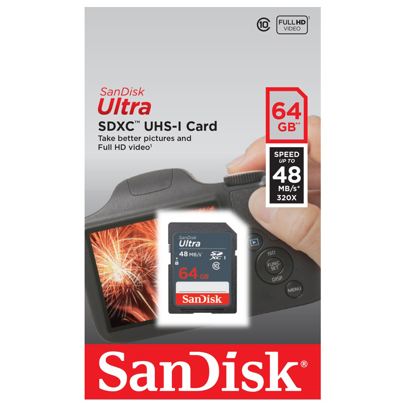 Thẻ Nhớ SD Ultra Sandisk 64GB Class 10 - 48MB/s - Hàng Chính Hãng