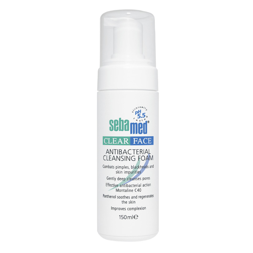 Sữa Rửa Mặt Tạo Bọt Kháng Khuẩn, hỗ trợ Trị Mụn pH5.5 Sebamed Clear Face Antibacterial Cleansing Foam SCF01A