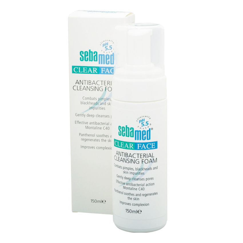 Sữa Rửa Mặt Tạo Bọt Kháng Khuẩn, hỗ trợ Trị Mụn pH5.5 Sebamed Clear Face Antibacterial Cleansing Foam SCF01A (150ml)