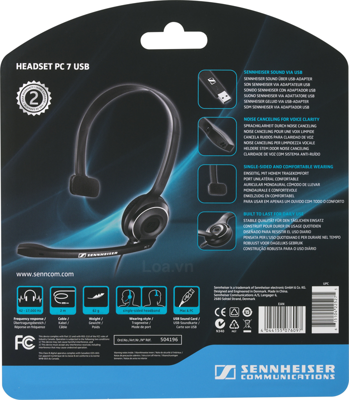 Tai Nghe Chụp Tai Sennheiser PC 7 USB - Hàng Chính Hãng