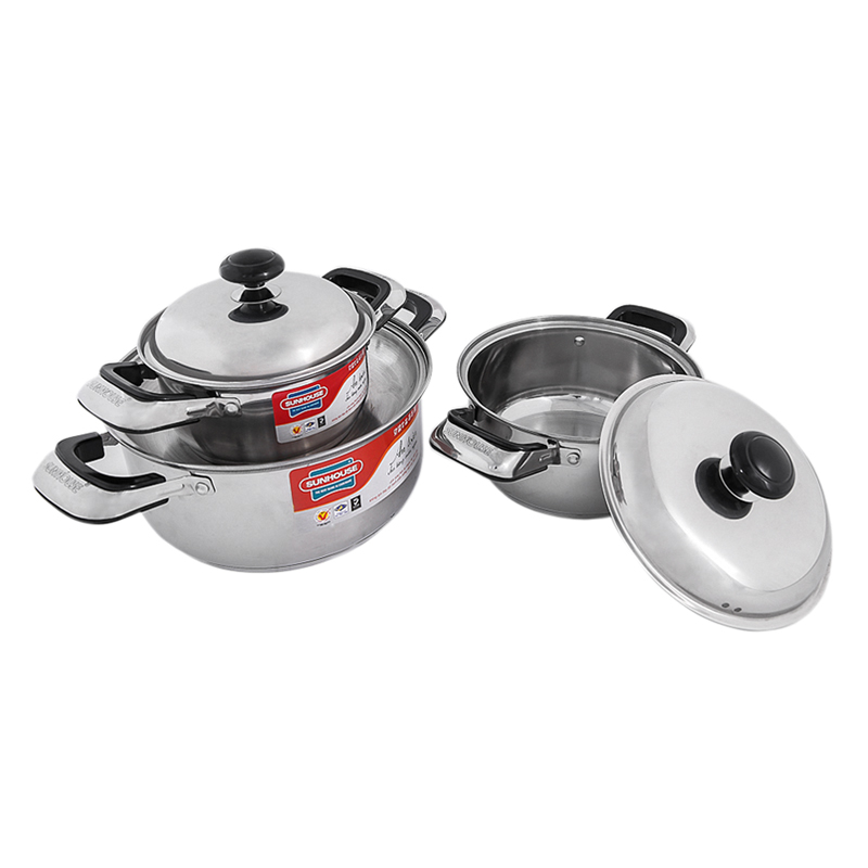Bộ 3 Nồi Inox 3 Đáy Bếp Từ Sunhouse SH333