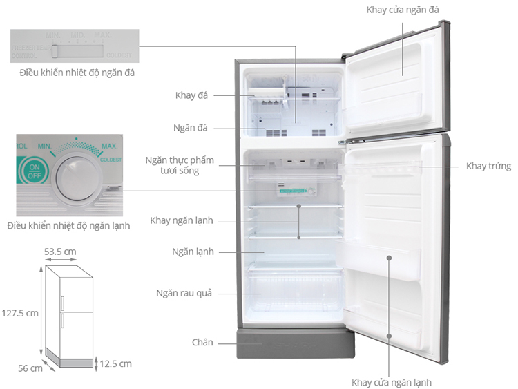 Tủ Lạnh Sharp SJ-174E-BS (150L) - Hàng chính hãng