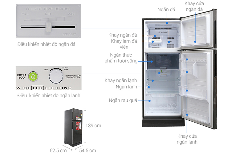 Tủ lạnh Sharp Inverter 182 lít SJ-X201E-DS