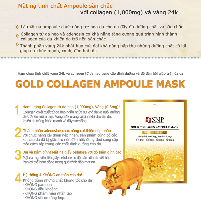 Mặt Nạ Dưỡng Chứa Gold Collagen SNP Gold Collagen Ampoul Mask - SNP006