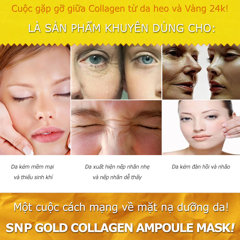 Mặt Nạ Dưỡng Chứa Gold Collagen SNP Gold Collagen Ampoul Mask - SNP006 (25ml)