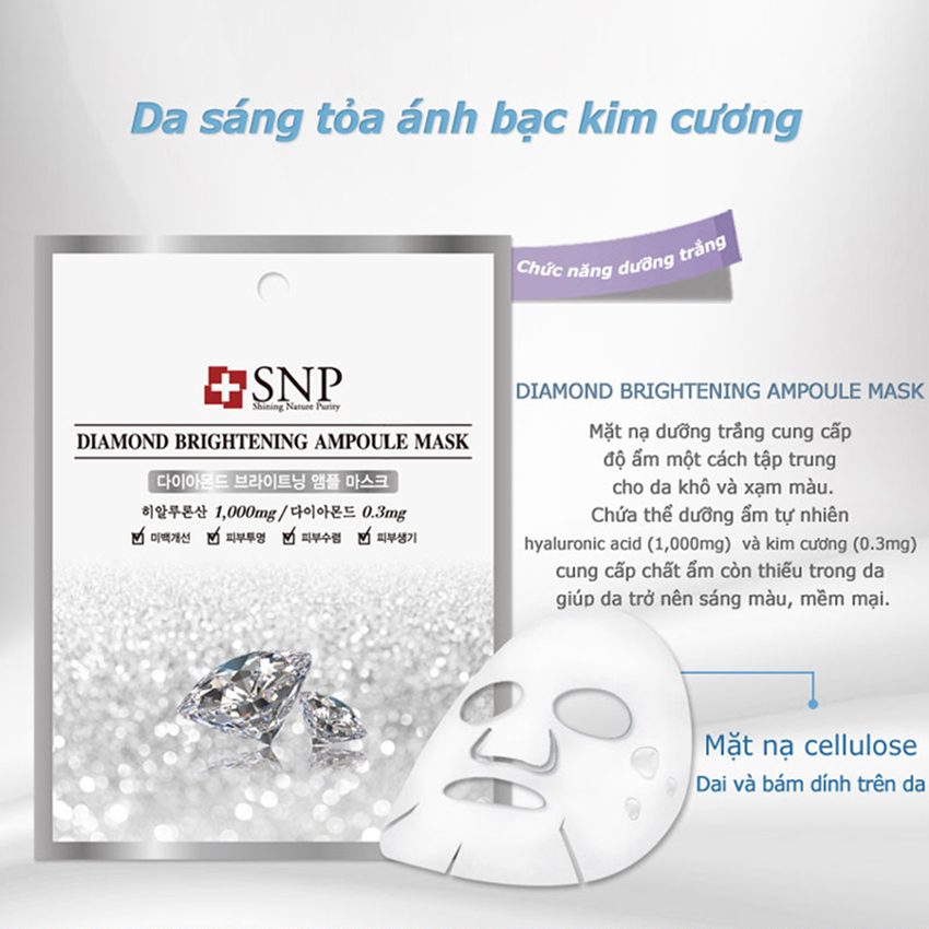 Mặt Nạ Dưỡng Chứa Tinh Chất Kim Cương SNP Diamond Brightening Ampoule Mask - SNP007 (25ml)